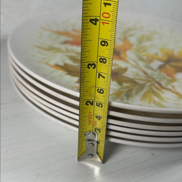 Autumn Leaf Dinner Plates - Set of 6 (White with Orange & Green) - Picture 6 of 9